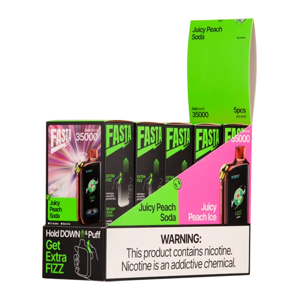 BUY 1 GET 1 FREE Juicy Peach Ice / Juicy Peach Soda FASTA Burrst 35000 | Vape Amazon India FASTA