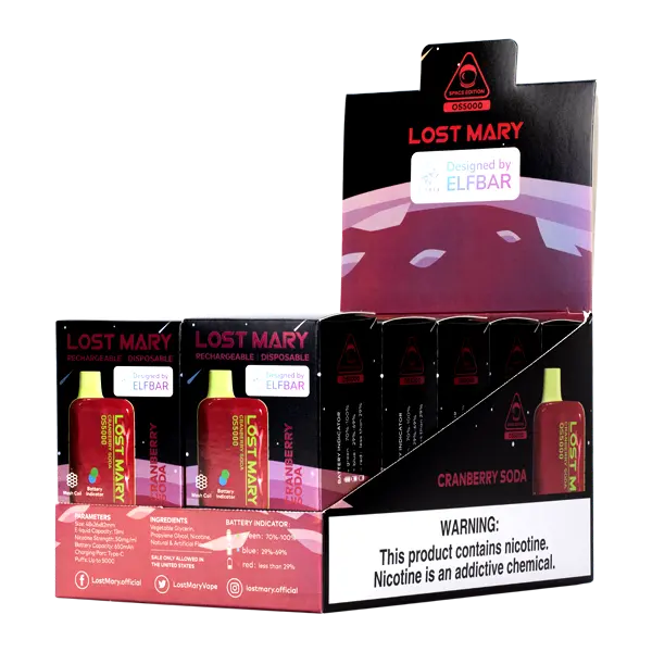 BUY 1 GET 1 FREE Cranberry Soda Lost Mary OS5000 | Vape Amazon India Lost Mary