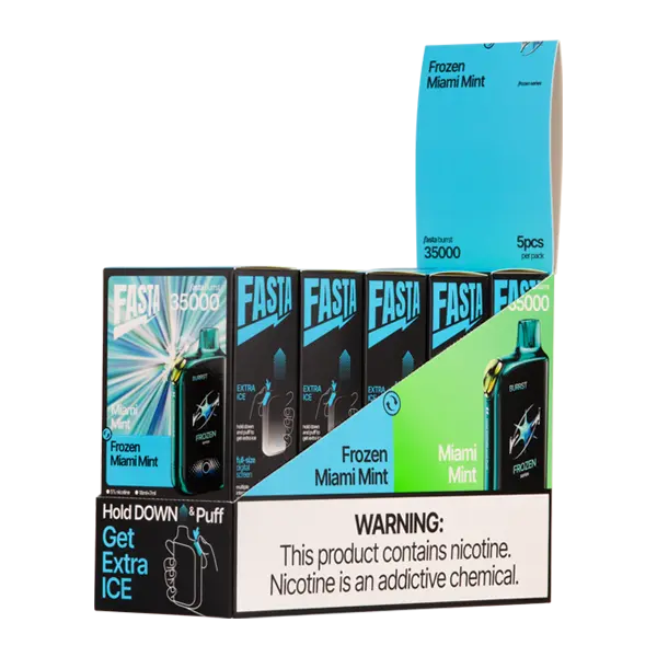 BUY 1 GET 1 FREE Miami Mint / Frozen Miami Mint FASTA Burrst 35000 | Vape Amazon India FASTA