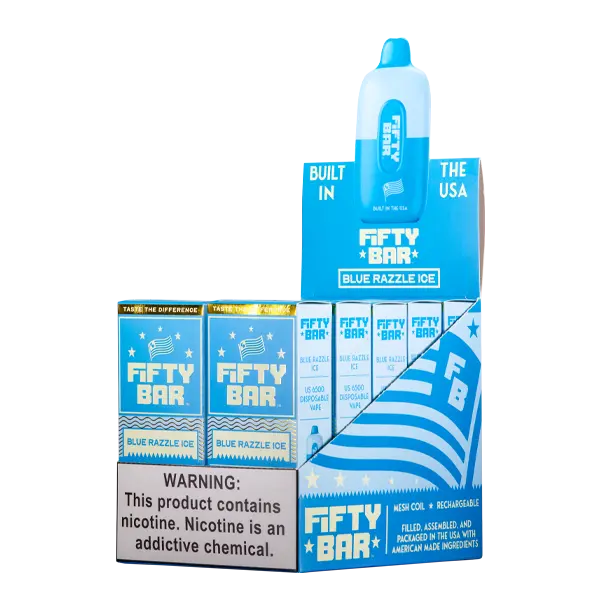 BUY 1 GET 1 FREE Blue Razzle Ice Fifty Bar | Vape Amazon India Beard Vape Co