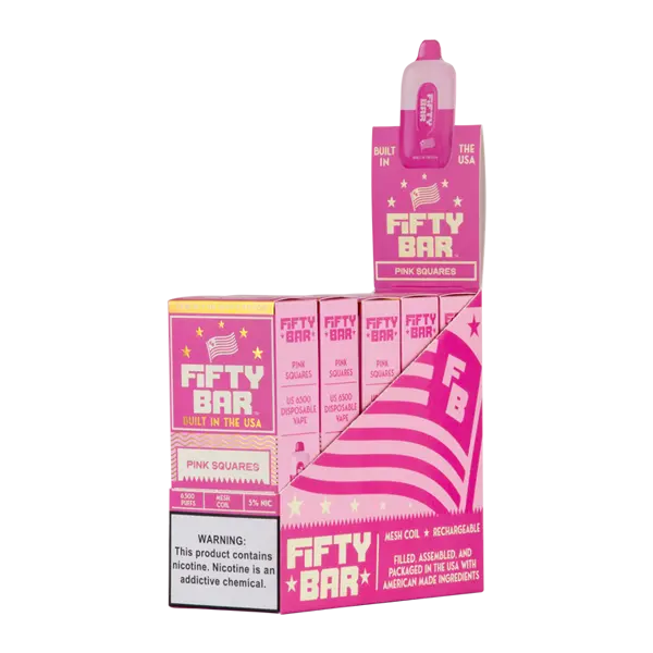 BUY 1 GET 1 FREE Pink Squares Fifty Bar | Vape Amazon India Beard Vape Co