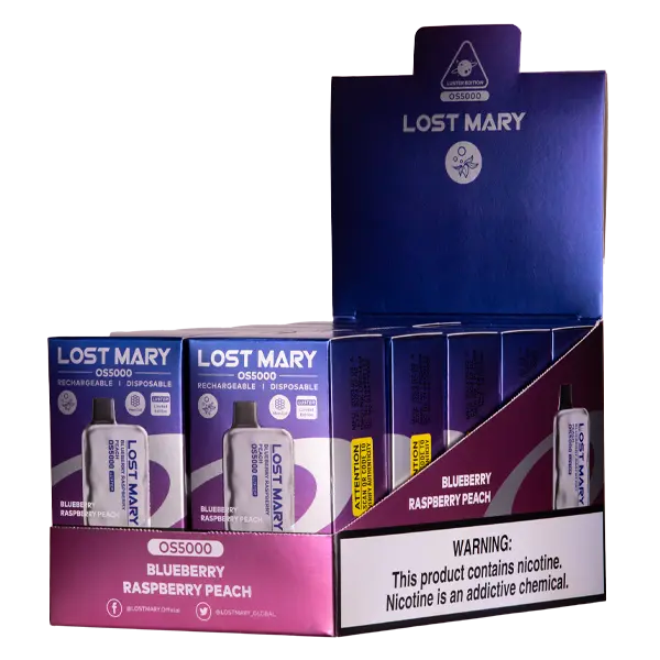 BUY 1 GET 1 FREE Blueberry Raspberry Peach Lost Mary OS5000 Luster | Vape Amazon India Lost Mary