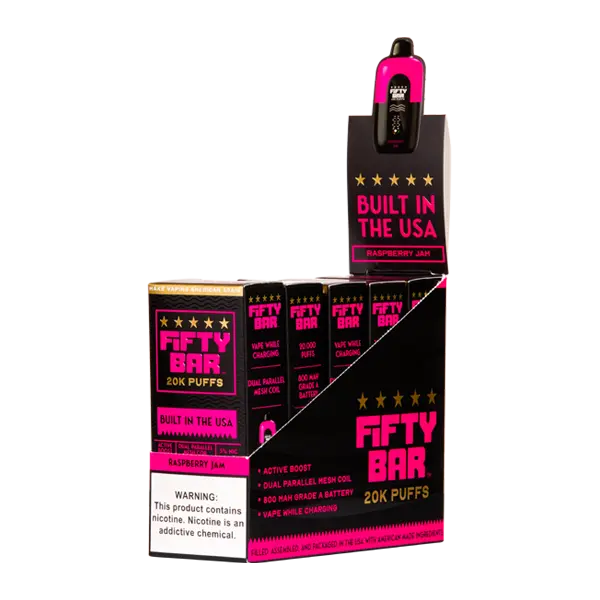 BUY 1 GET 1 FREE Raspberry Jam Fifty Bar 20K | Vape Amazon India Beard Vape Co